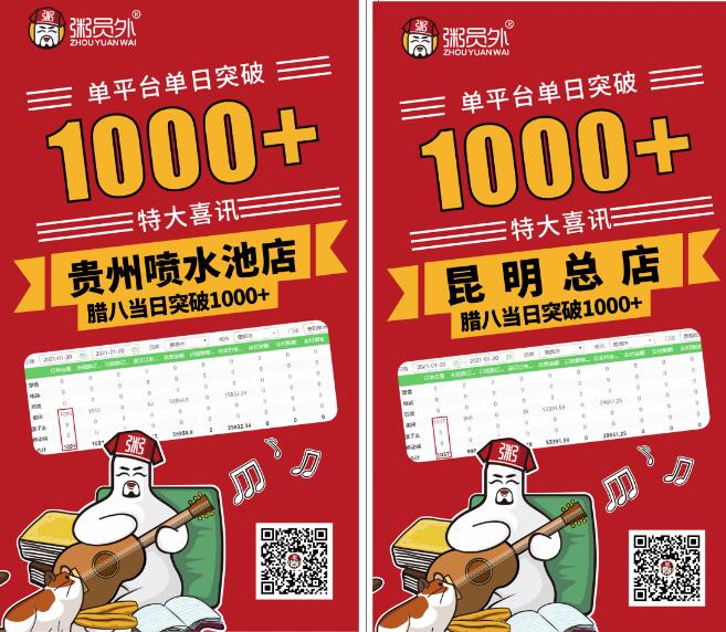 粥员外门店销量